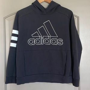 3 for $18 Adidas boys hoodie in black with kangaroo pocket. Boys size Large